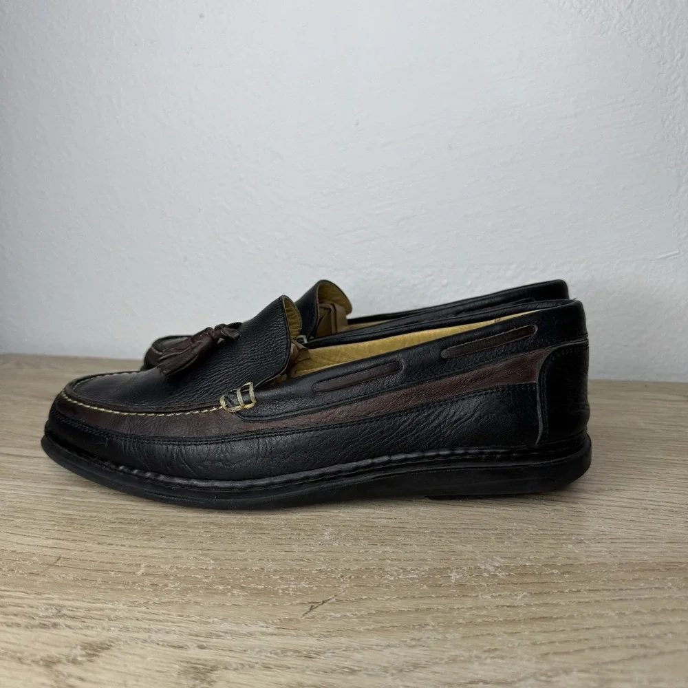 Sandro Moscoloni Vineyard Black and Brown Leather Loafer Shoes Mens Size‎ 9.5 D